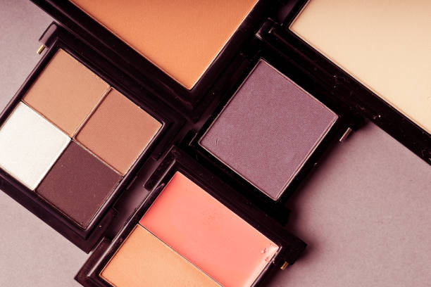 istock Set of Makeup cosmetics products with bag on top view 958879646