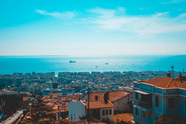 cityscape overview about thessaloniki on a beautiful day