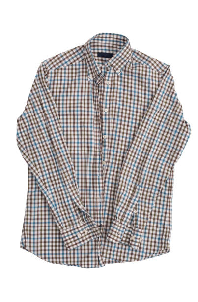 istock Male checkered shirt, isolated on white 958887706