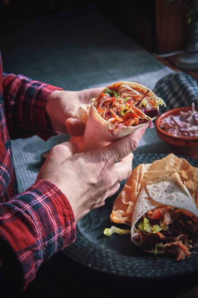 istock Homemade Pulled Pork Wrap with Coleslaw and Chili 958887870