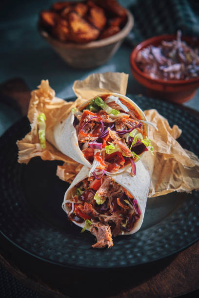 istock Homemade Pulled Pork Wrap with Coleslaw and Chili 958887878