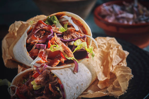 istock Homemade Pulled Pork Wrap with Coleslaw and Chili 958887880