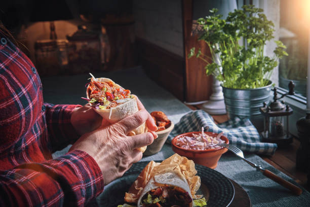 istock Homemade Pulled Pork Wrap with Coleslaw and Chili 958887904