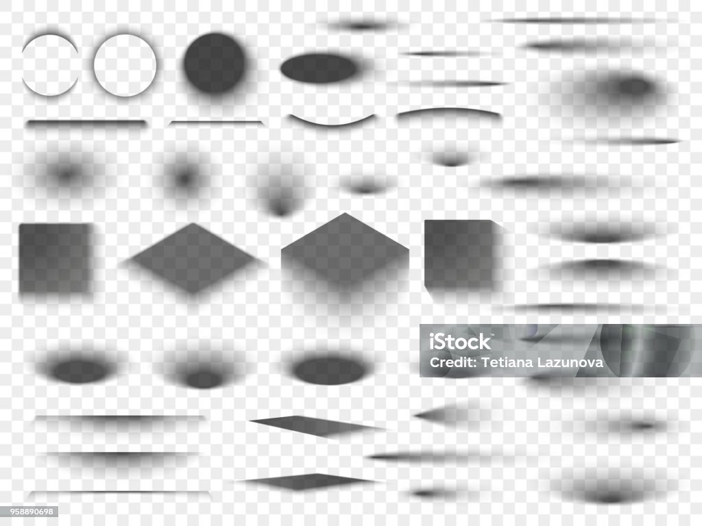 丸形と角形の免震床の透明な影。暗い楕円形の影とサークル色合いベクトルします。 - 影のロイヤリティフリーベクトルアート