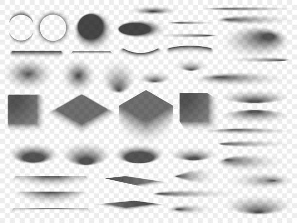 ilustrações de stock, clip art, desenhos animados e ícones de round and square isolated floor transparent shadows. dark oval shadow and circle shades vector - sombra