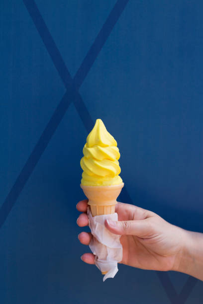 Lemon Soft Serve Sorbet in a Cone