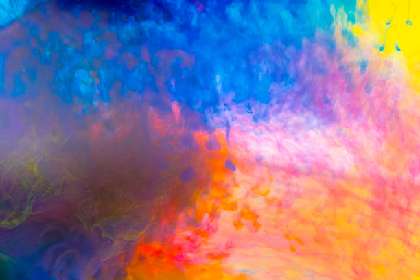 istock Acrylic colors and ink in water. Abstract frame background. Isolated on white. 958892444