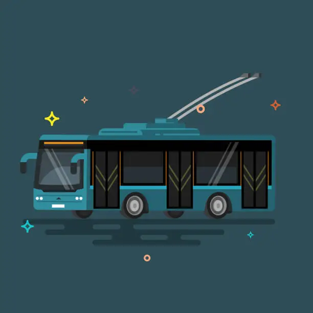 Vector illustration of Illustration public transport trolleybus.