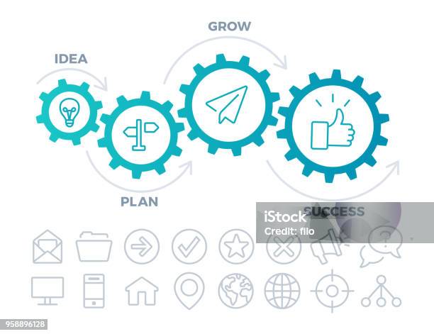 Gear Infographic Template Stock Illustration - Download Image Now - Gear - Mechanism, Infographic, Equipment