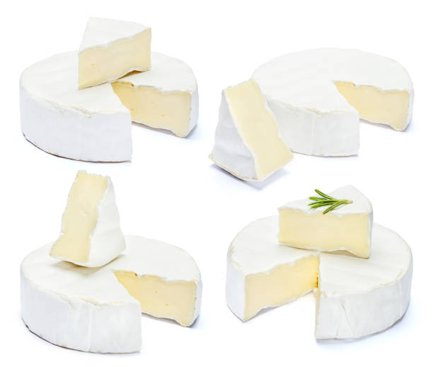 istock Set of Round brie or camambert cheese on a white background 958896172