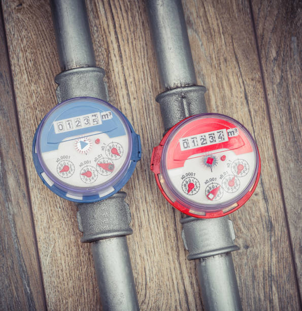 istock Counters of cold and hot water 958898522