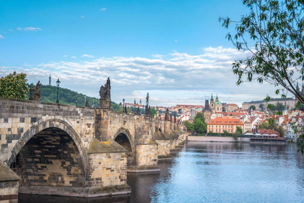 istock Charles Bridge on the side and Prague city 958909590