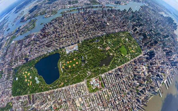 Central park aerial view USA, New York, Central Park aerial view from the airplane central park manhattan stock pictures, royalty-free photos & images