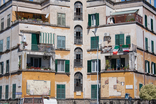 A run down facade in the Garbatella neighbourhood of Rome.