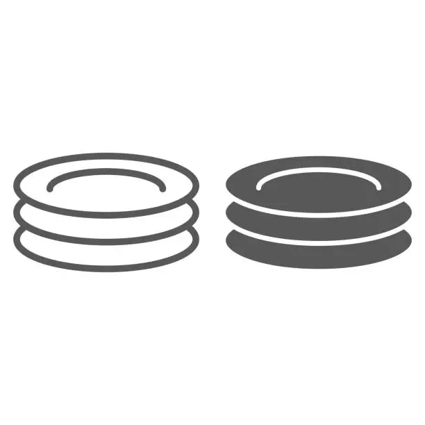 Vector illustration of Plates line and glyph icon, kitchen and cooking, dishes sign vector graphics, a linear pattern on a white background, eps 10.