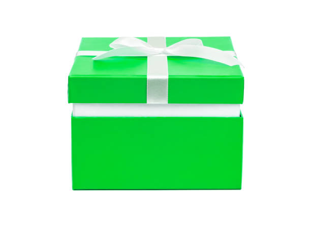 istock Green gift box with ribbon bow. Holiday present 958923386
