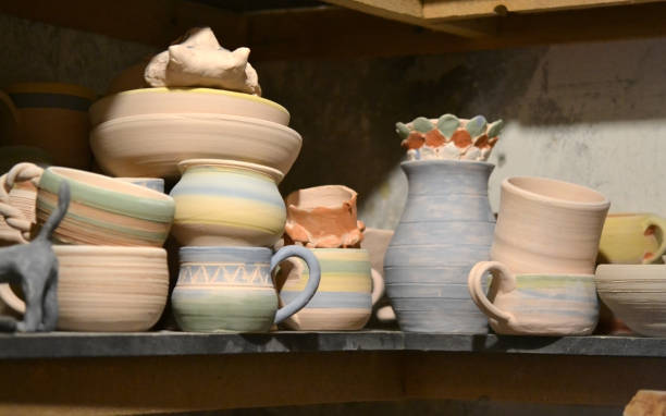 istock Ceramic clay products stand on the shelf 958927354