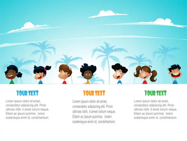 Vector illustration of Children of different nationalities