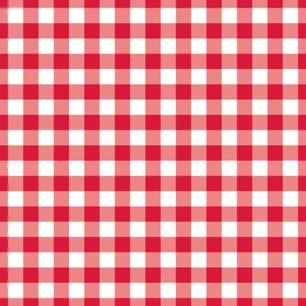 Vector illustration of Texture Gingham seamless pattern. Red Checkered Textile products. Vector illustration squares or rhombus for fabric napkin plaid