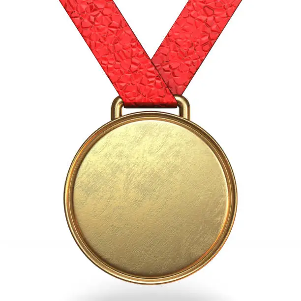 Golden medal 3D rendering illustration isolated on white background