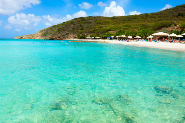 Curacao beautiful caribbean sea beach Porto Marie stock photo