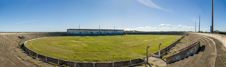 Cidreira, Brazil, May 13 - 2017: Abandoned football stadium, Cidreira Stadium, Rio Grande do Sul.