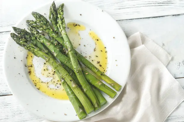 Photo of Cooked asparagus on the plate