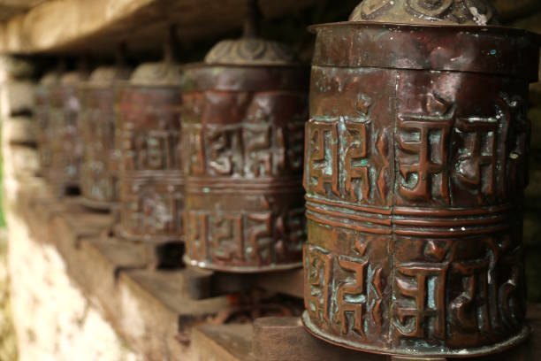 istock Metal prayer wheels from Nepal 958960378