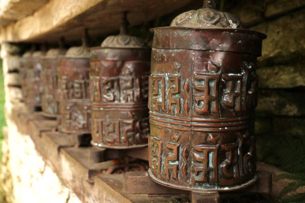 istock Metal prayer wheels from Nepal 958960380