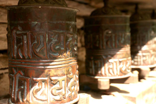 istock Metal prayer wheels from Nepal 958960382