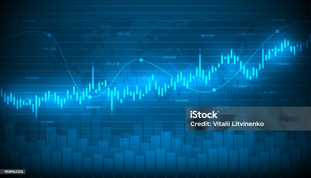 Wirtschaftlichen Graph mit Diagrammen an der Börse für Geschäft und finanzielle Konzepte und Berichte. Abstrakt blau Vektor Hintergrund. - Lizenzfrei Börse Vektorgrafik