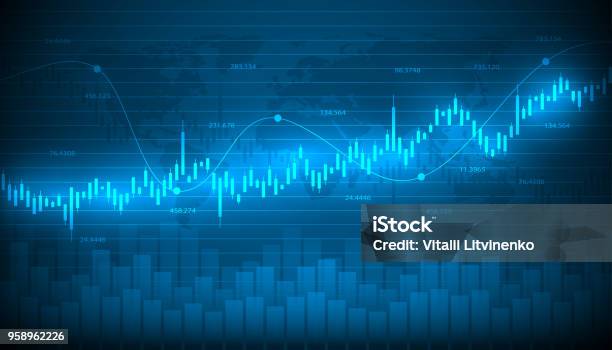 Wirtschaftlichen Graph Mit Diagrammen An Der Börse Für Geschäft Und Finanzielle Konzepte Und Berichte Abstrakt Blau Vektor Hintergrund Stock Vektor Art und mehr Bilder von Börse