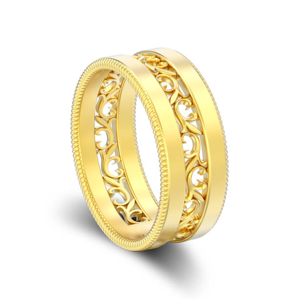 istock 3D illustration isolated gold decorative carved out ornament ring with shadow 958962842