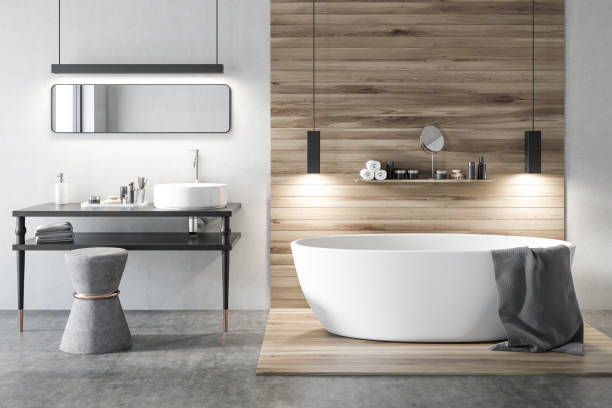 istock White and wooden luxury bathroom 958965356