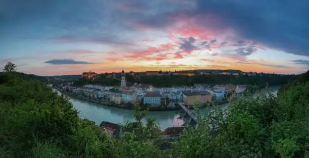 Panorama PIcture of the citz Burghausen in Bavaria Germany. Picture taken at the sunset.
Multipixel panorama.