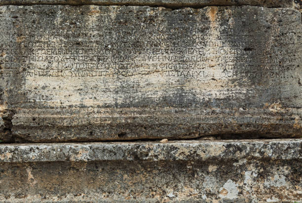 istock Stone plate with inscriptions in ancient city Hierapolis 958975318