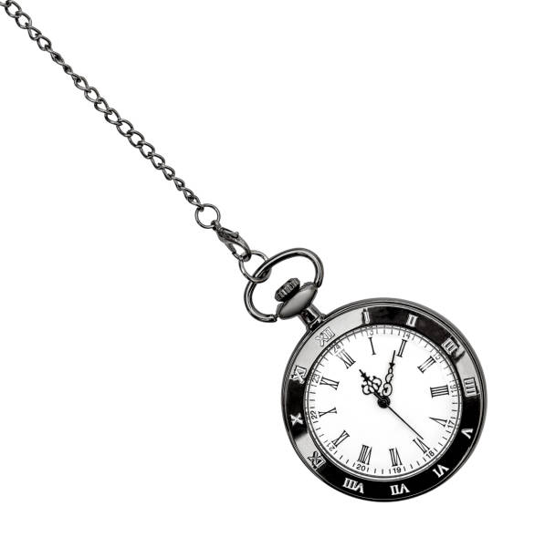 istock Pocket watch on chain on white. Top view. 958976962