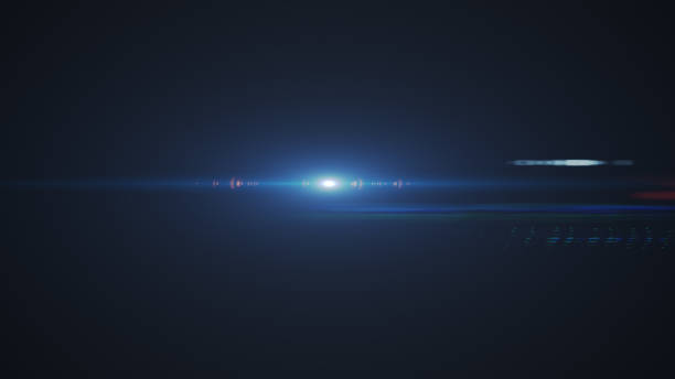 暗いバック グラウンドにデジタル レンズのフレアを照明の概要 - フレア ストックフォトと画像