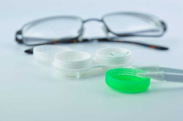 istock Contact lens, eyeglasses  and case. 958983828