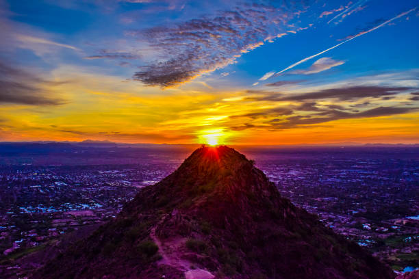 Sunrise in Arizona Desert stock photo