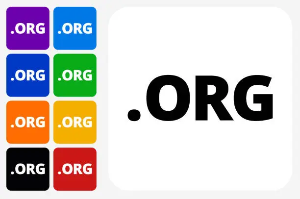 Vector illustration of .org Icon Square Button Set