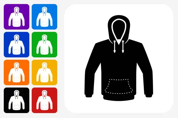 Vector illustration of Sweatshirt Icon Square Button Set