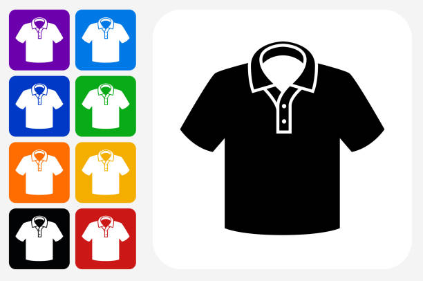 ポロ シャツ アイコン広場ボタン セット - ポロシャツ点のイラスト素材／クリップアート素材／マンガ素材／アイコン素材