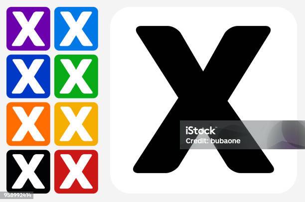 편지 X 아이콘 스퀘어 버튼 세트 알파벳 X에 대한 스톡 벡터 아트 및 기타 이미지 - 알파벳 X, 곤색, 교육 - iStock