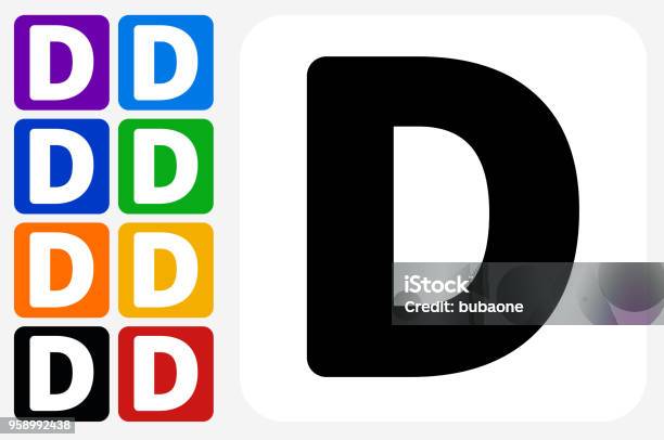 Letter D Icon Square Button Set Stock Illustration - Download Image Now - Blue, Composition, Computer Graphic