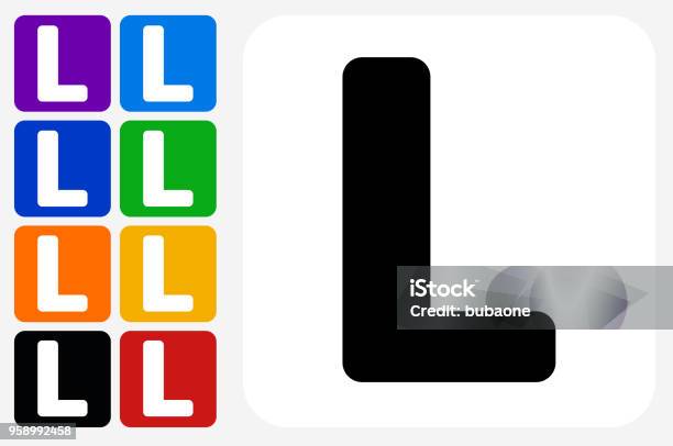 Letter L Icon Square Button Set Stock Illustration - Download Image Now - Blue, Composition, Computer Graphic