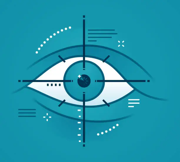 Vector illustration of Eye Target Scanning Biometric Technology