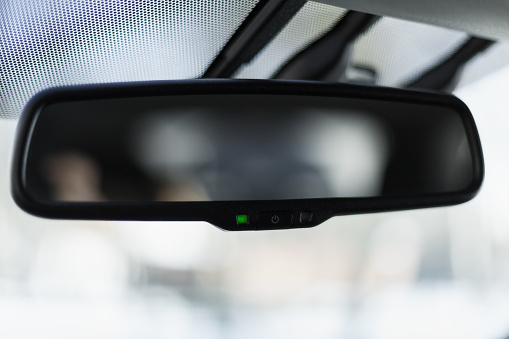 Car mirror with adaptive dimming system, auto brightness control
