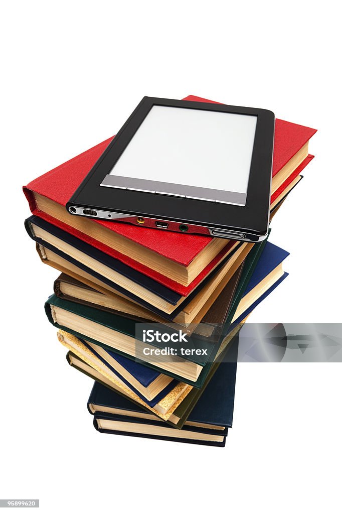 reader and old books  Black Color Stock Photo