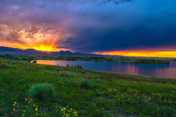 Sunset in Boulder, Colorado stock photo